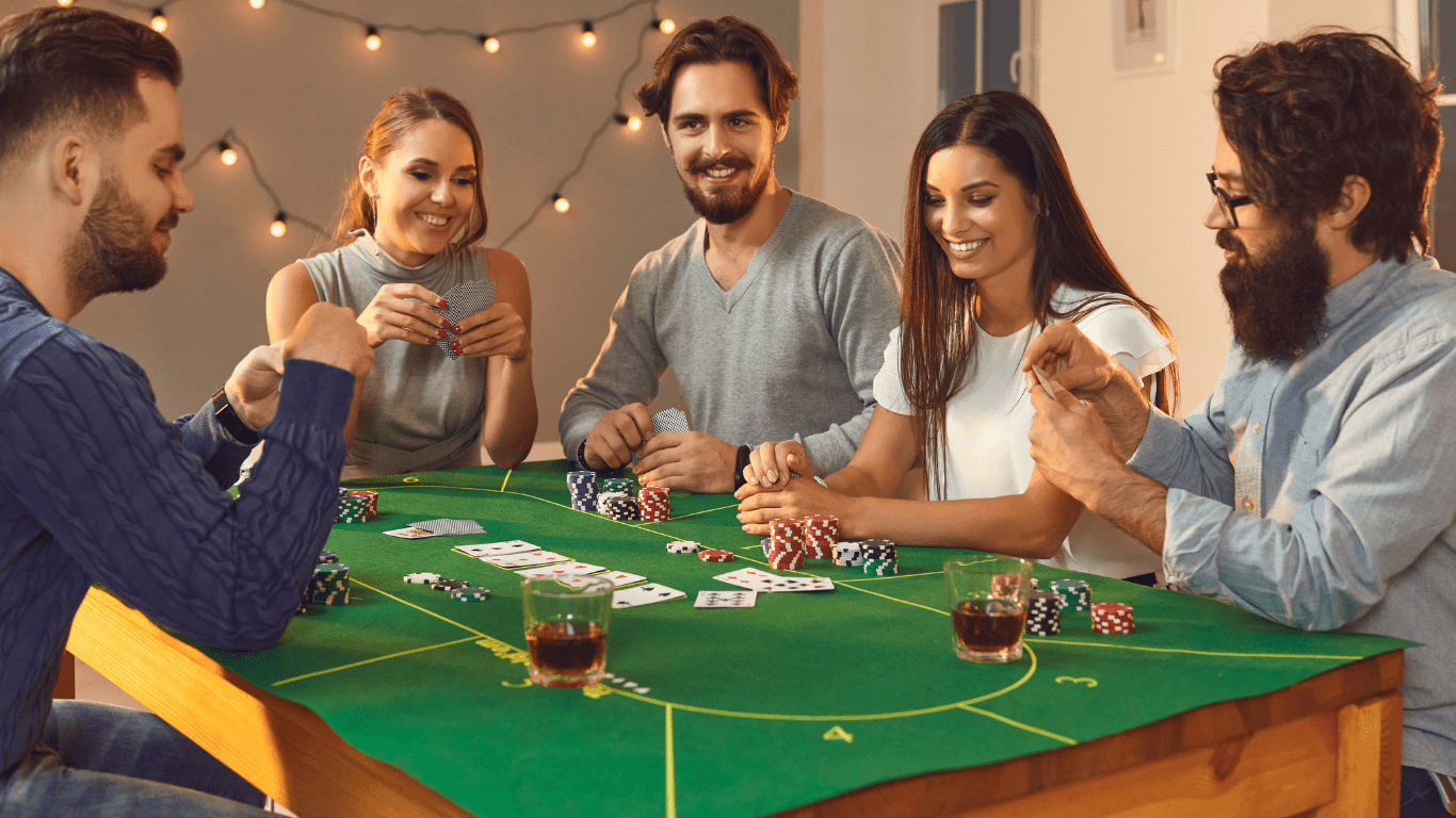 Group of friends playing poker