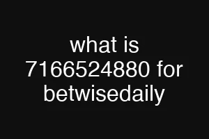 what is 7166524880 for betwisedaily